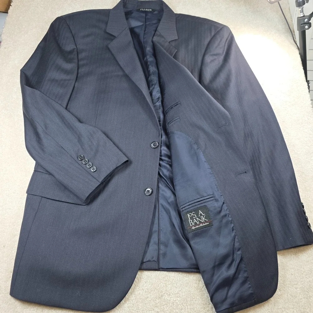 Jos. A. Bank Signature Collection Blazer Mens 46R Navy Blue Wool Notch Lapel
